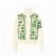 Women's Cream Ivy & Fern Plant Print Quilted Bomber Jacket
