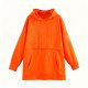 Women's Orange Oversized Hoodie with Silver Curved Line Print