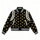 Women's Black & Gold Star Print Satin Varsity Jacket