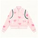 Women's Pink Heart Print Varsity Jacket